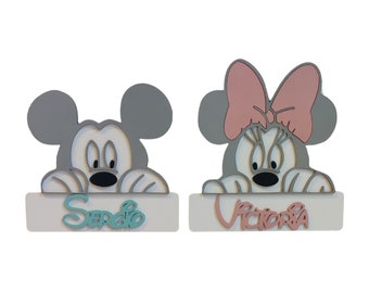 Personalized name sign, children's wooden sign, gift, baby room decoration, baby girl, baby boy, girl, door name, Minnie, Mickey