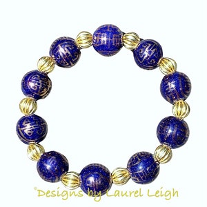 SALE | Gold & Purple Chinoiserie Bracelet | Game day, LSU, Designs by Laurel Leigh