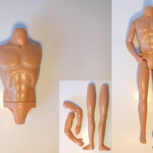Silicona moldes 3D cuerpo hombre muñeco ken molde fondant pastel de chocolate vela fimo hombre brazos piernas