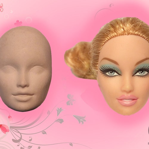 Verhoog jezelf server Martelaar Face Head Silicone Mold 2D Barbie Doll Mould Girl Fondant - Etsy Israel