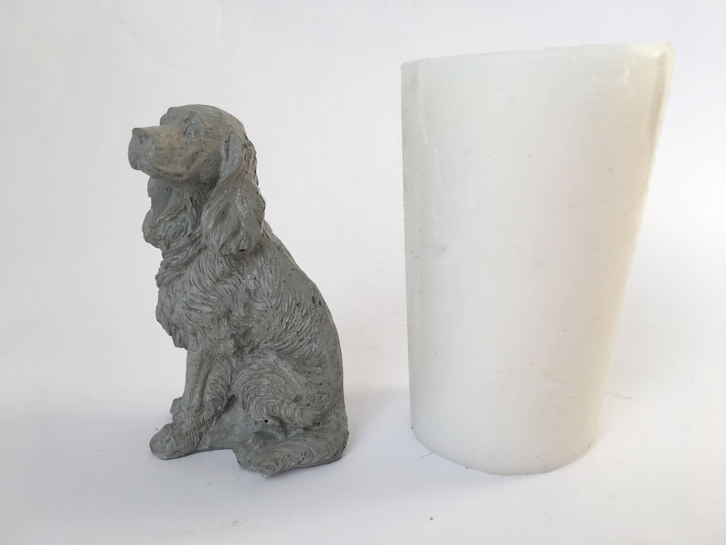 Silicone Mold Cocker Spaniel dog mould concrete plaster decor statue sculpture french home decor desk