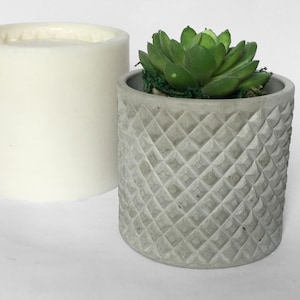 Silicone Mold Faceted &quot;A2&quot; planter vase candle holder candlestick Tray Geometric mould concrete pot succulent tea light pencil pen cup round