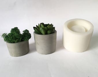 Silicone Mold cylinder &quot;C&quot; Small Medium candle holder mould concrete plaster planter pot cup succulent tea lights candlestick pen pencil