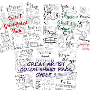 Classical Conversations Cycle 1 , 2 , &amp; 3 Great Artists Pack ALL 18 ...