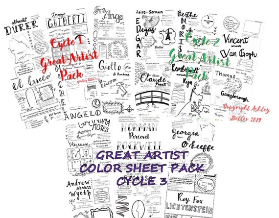 Classical Conversations Cycle 1 2 3 Great Artists Pack Etsy