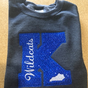 Large K Crewneck, Kentucky Sparkle Sweatshirt, Fall  Wildcat Paw Pullover, Clothing