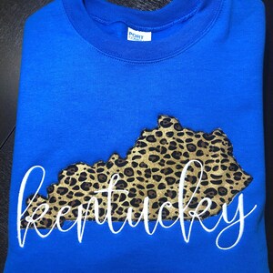 Leopard Print Kentucky State Outline Crewneck Sweatshirt