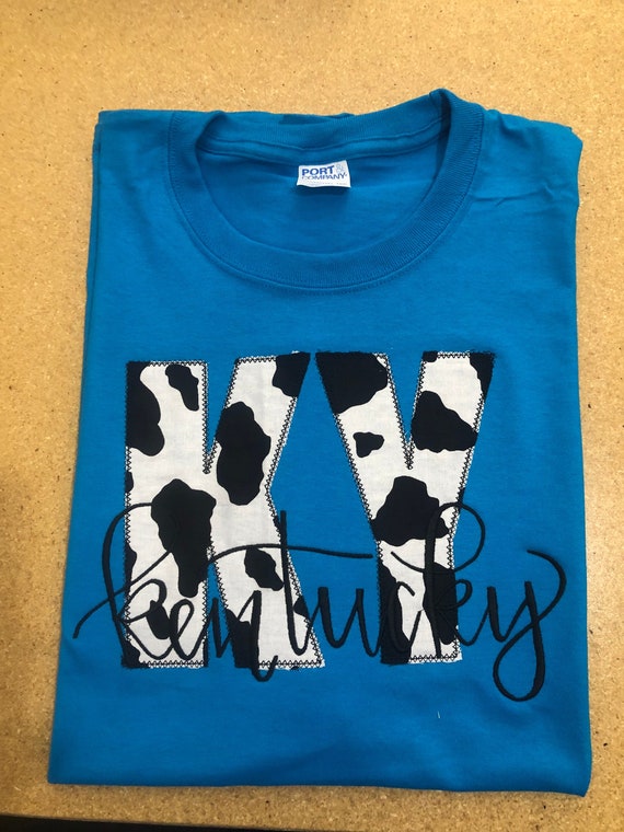 KY Cow Print Tee Kentucky Tshirt Animal 