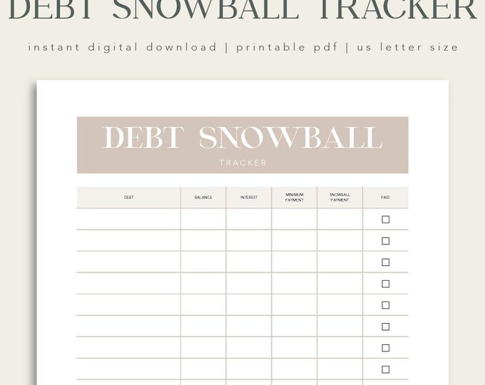 Debt Snowball Tracker Printable | Debt Payment Worksheet | Debt Payoff ...