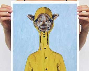 Giraffe art print, an original giraffe gift idea or just a nice idea to put a smile on your walls. Free shipping when you order 4 prints !