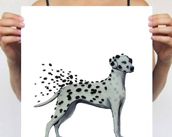 Dalmatian painting, print from original painting by Coco de Paris: Dalmatian on bicycle