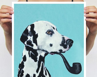 Original Dalmatian print from original painting by Coco de Paris: Dalmatian with pipe