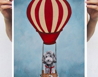 Poodle with airballoon: original cat gift idea or just a nice idea to put a smile on your walls.