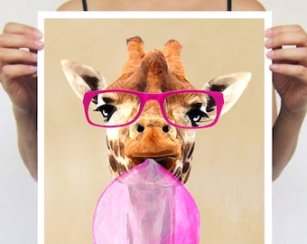 Giraffe Poster, Giraffe print from my original painting, giraffe decor, upside down Giraffe, original creation by Coco de Paris