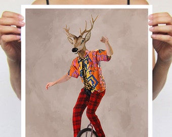 Deer Print, Antlers, Stag Print, Circus Poster, Deer Illustration, print from original painting by Coco de Paris: Circus Deer