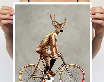 Deer Print, Antlers, Stag Print, Circus Poster, Deer Illustration, print from original painting by Coco de Paris: Circus Deer