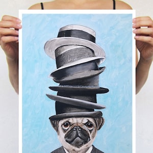 Pug Art Print, Animal Art, Pug Painting, Pug Oil, Pug Art, Dog Art, Pug, Pug Decor, Sweet Pug , Animal Lover Art PRINT