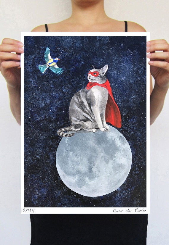 Chat et Oiseau Idée Cadeau Chat Originale ou Tout Simplement Une Belle Pour Mettre Un Sourire sur Vo