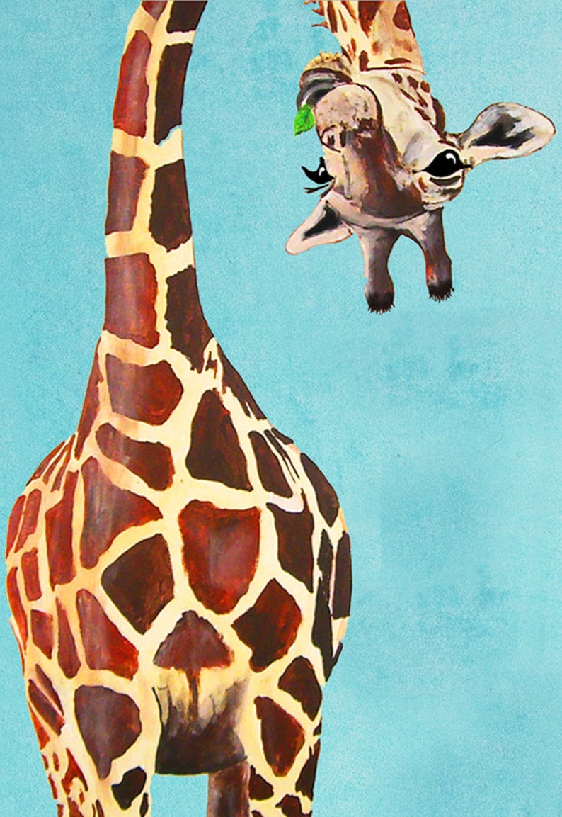 Tableau fantaisie girafe, impression girafe d'après ma peinture originale, décoration girafe, girafe à l'envers, création originale par Coco de Paris image 3