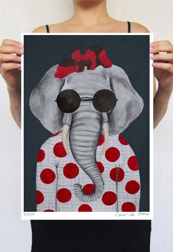 Femme Éléphant Vintage, Idée Cadeau Originale ou Tout Simplement Une Belle Pour Mettre Un Sourire su