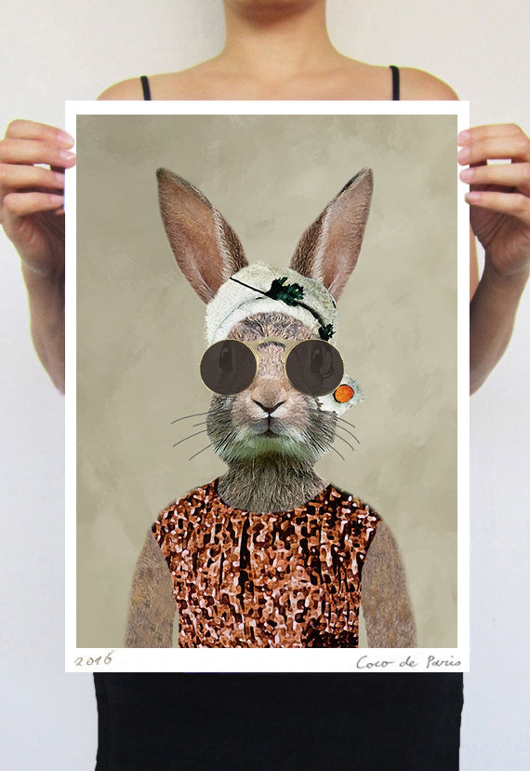 Vintage Rabbit Painting, Print From Original Painting by Coco De Paris ...