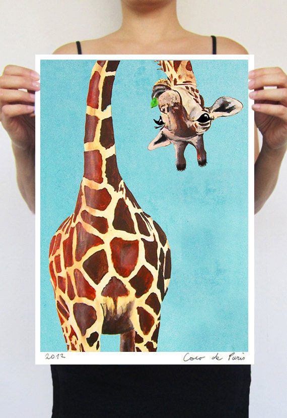 Tableau Tableau Girafe - Arbre - Safari - 180x120 cm - Décoration murale  XXL