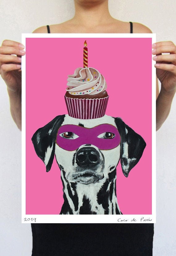 Dalmatien avec Cupcake Idée Cadeau Chat Originale ou Tout Simplement Une Bonne Pour Mettre Un Sourir