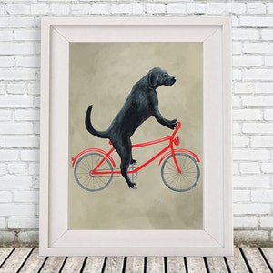 Labrador painting, print from original painting by Coco de Paris: Labrador on bicycle image 3