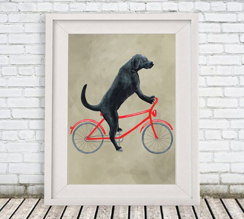 Labrador painting, print from original painting by Coco de Paris: Labrador on bicycle image 3