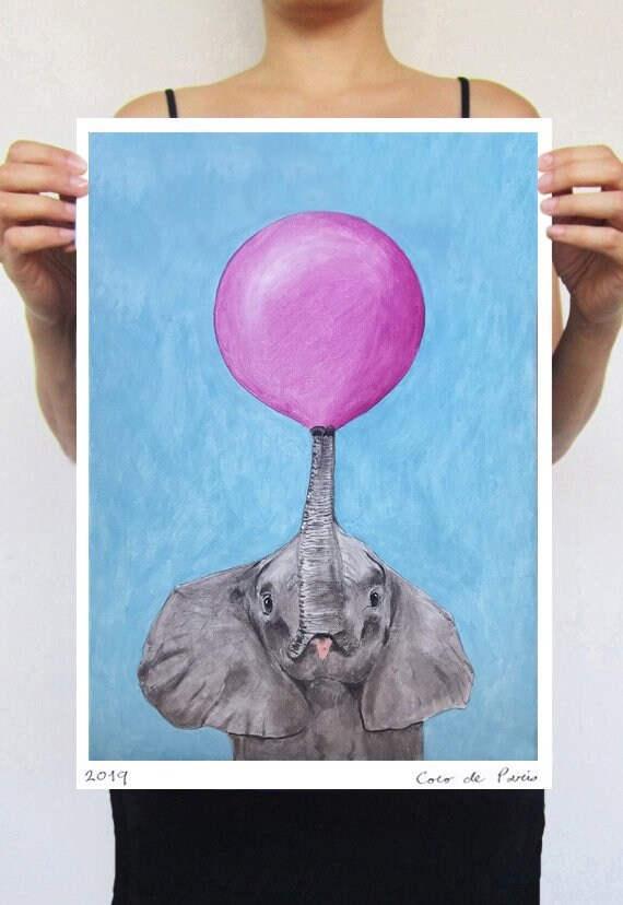 Impression d'art d'éléphant, Une Idée Cadeau Originale de Girafe ou Tout Simplement Belle Pour Mettr