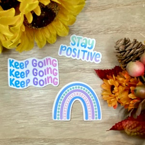 Autocollants pastel motivationnels I Pastel Rainbow Vinyl Stickers | Autocollants imperméables pastel phrases
