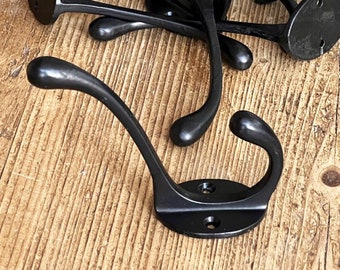 Coat Hooks for Wall | Coat Hooks Wall Mount | decorate hooks | Vintage Industrial Style |  Pure Black Cast Iron Metal Hangers