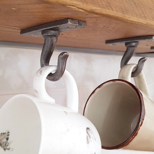 6 Cup Hook Coat Hanger Shelf Bracket Cast Iron Hanging Hooks Etsy