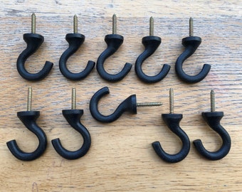 x10 Pack Universal Multi Purpose Metal Iron Vintage Black Hooks universal F type