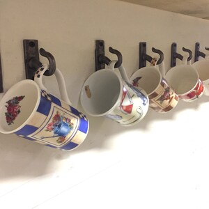 Black Iron Cup Hooks for Kitchen Shelves - Set of 5 for cups and mugs image 7