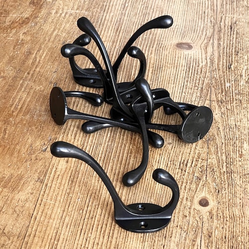 Vintage Industrial Style Pure Black Cast Iron Metal Hangers Etsy