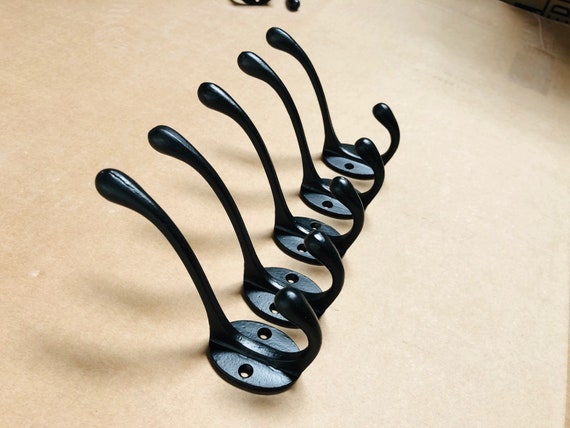 Vintage Coat Hat Hooks School Coat Hooks Coat Rack Hooks Style in Black Iron Hat Hooks X6 Hooks per Pack and Fixings Etsy UK