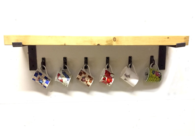 Black Iron Cup Hooks for Kitchen Shelves - Set of 5 for cups and mugs image 8