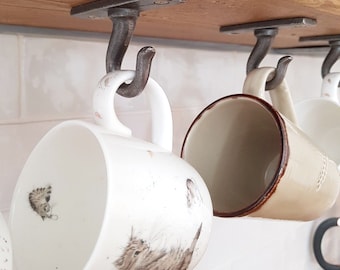 Set of 8 Cup hook coat hanger shelf bracket cast iron hanging hooks