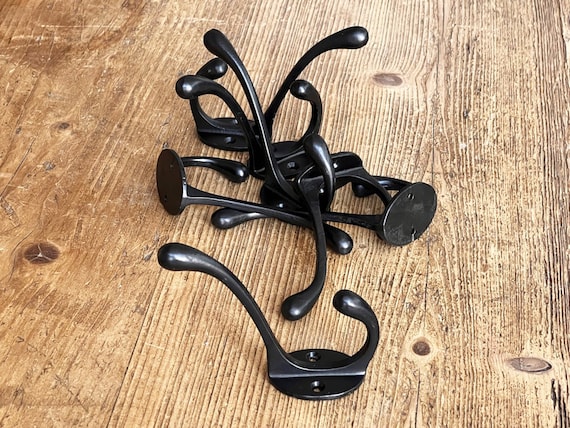 Coat Hooks for Wall Coat Hooks Wall Mount Decorate Hooks Vintage Industrial  Style Pure Black Cast Iron Metal Hangers 