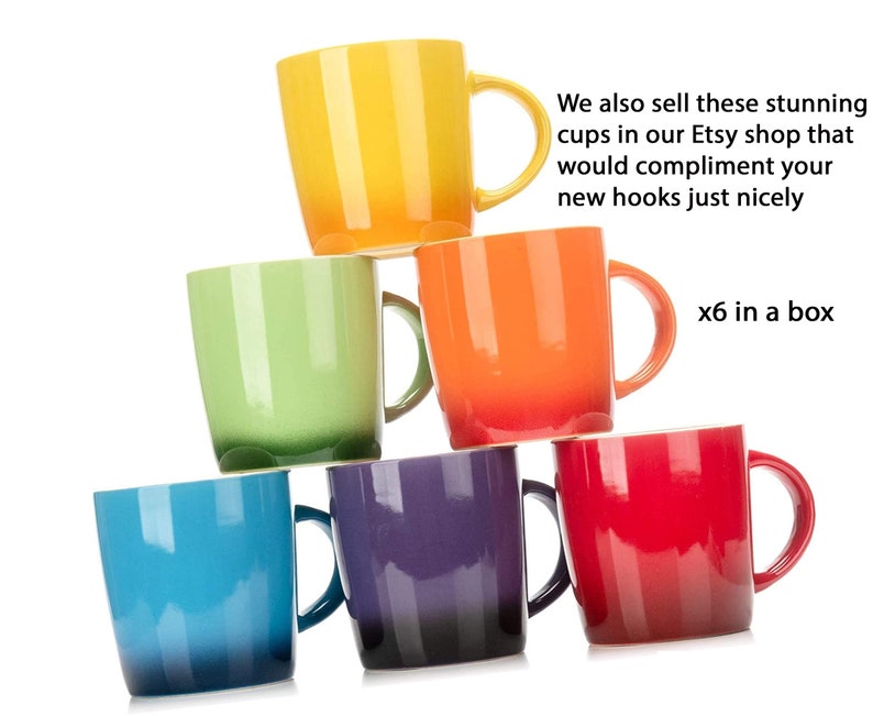 Black Iron Cup Hooks for Kitchen Shelves - Set of 5 for cups and mugs image 10