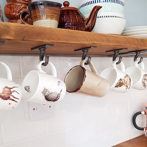 Kitchen Shelves | cup hooks | x5 | handmade for wooden shelf | shelf cup storage addition hook