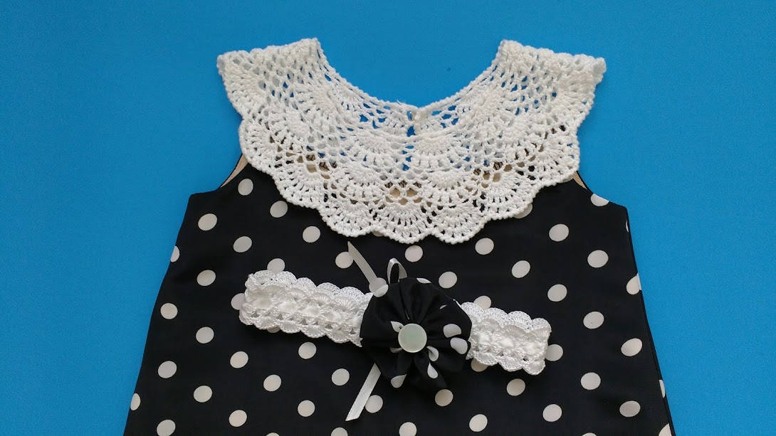 Crochet and Fabric Baby Dress Black and white Dress Etsy