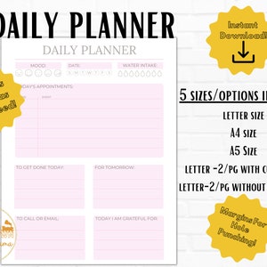 Tagesplaner, Work From Home Planner, Personal Daily Planner, Produktivitätsplaner, druckbarer Planer Download, A5/A4/Letter/Half Letter