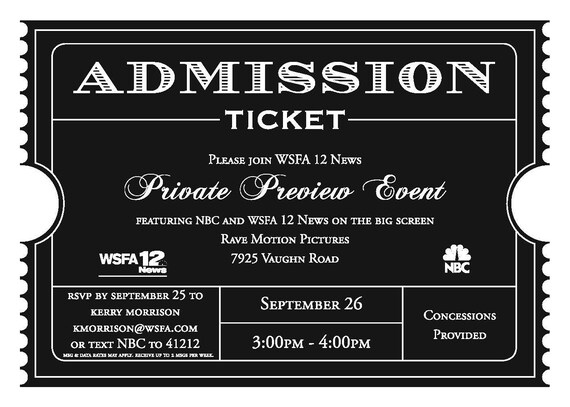Admission Ticket DIGITAL FILE Etsy