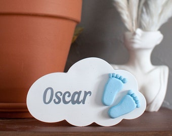 Cloud first name plate to personalize / Birth gift in Jesmonite