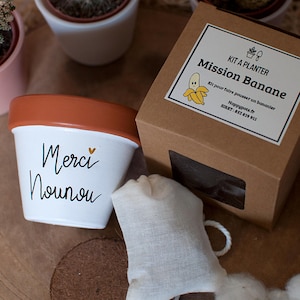 Kit à planter : Merci Nounou + pot en terre cuite 8 cm de diamètre