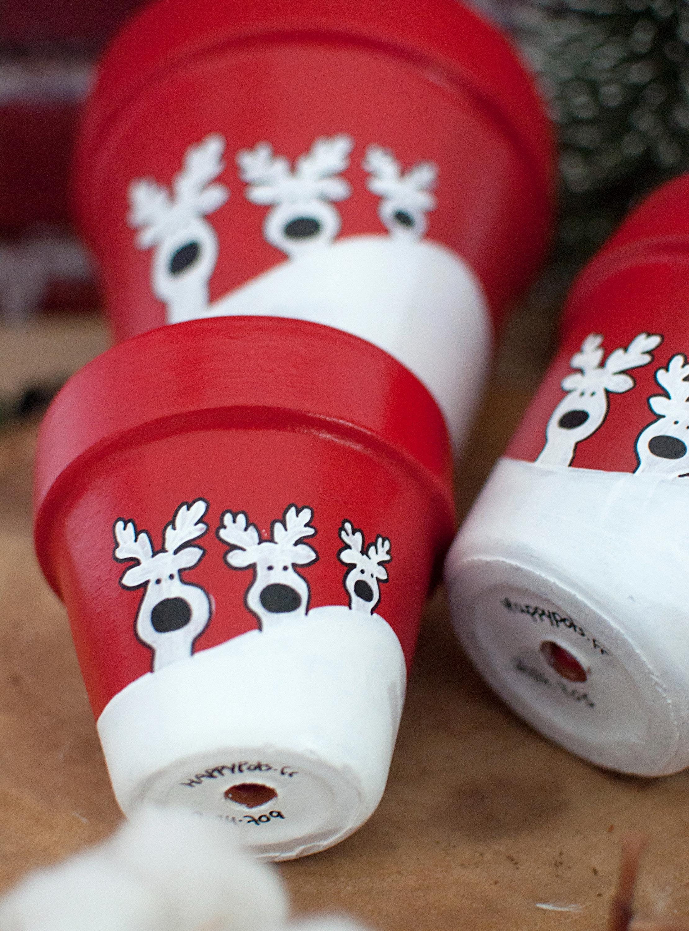 Pot terre cuite - Petits rennes