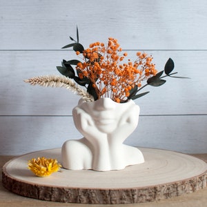 Creative Vase en forme de personnage nordique vase noir, plantes  succulentes, pot de fleurs abstrait, visage