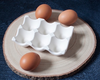 Support à œufs / range œufs en jesmonite blanc
